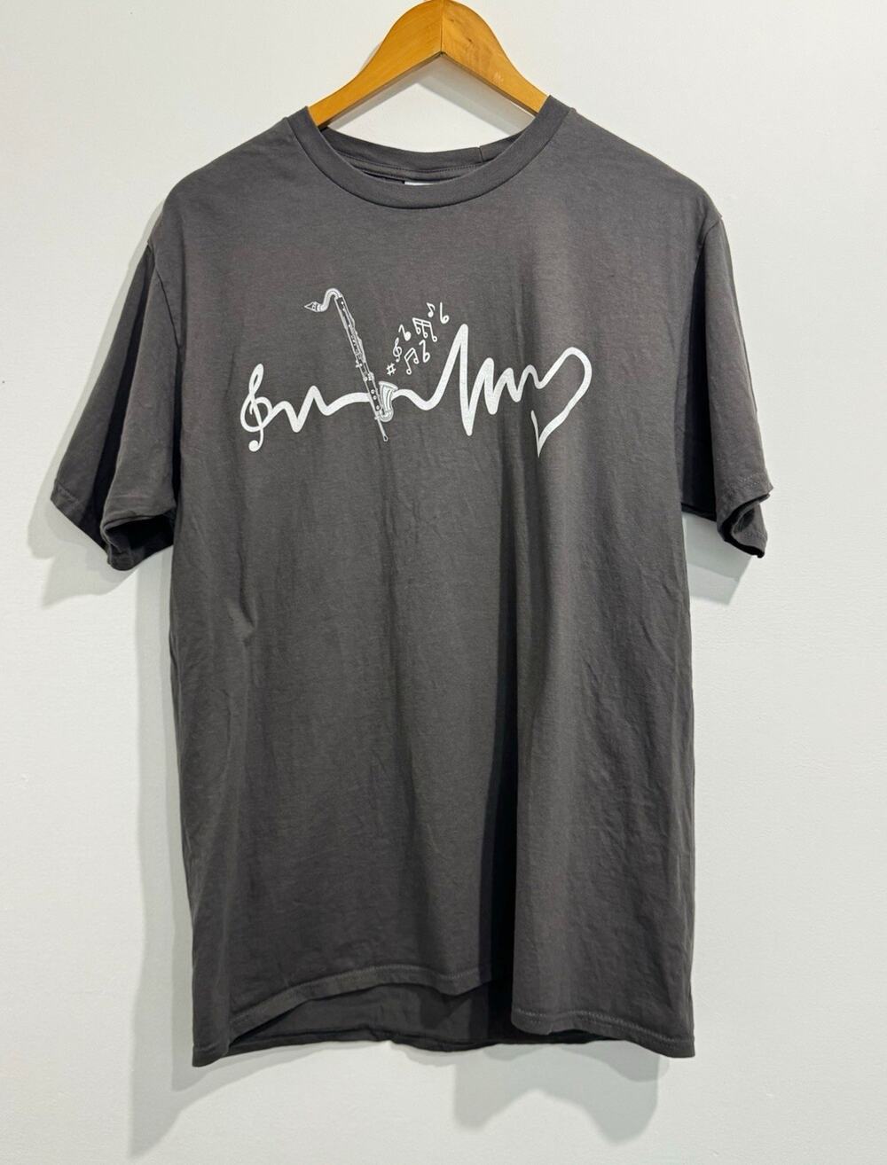 Port & Company Fan Favorite Music Graphic Print Tee Gray Men's L Crew Short#1104